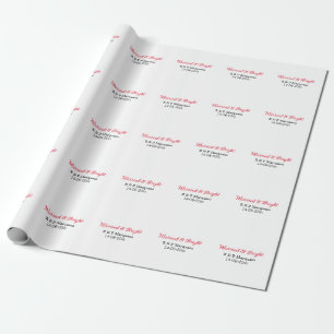Married & bright add couple name wedding add date wrapping paper