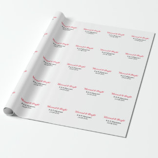 Married & bright add couple name wedding add date wrapping paper