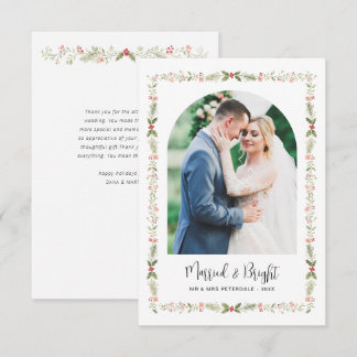 Married & Bright Floral First Christmas Thank You Card
