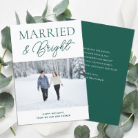 Married Bright Green Script Modern Photo Christmas