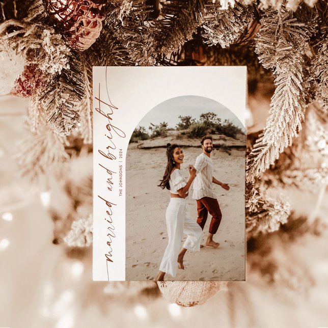 Married & Bright Holiday Christmas Card Arch Photo (Creator Uploaded)