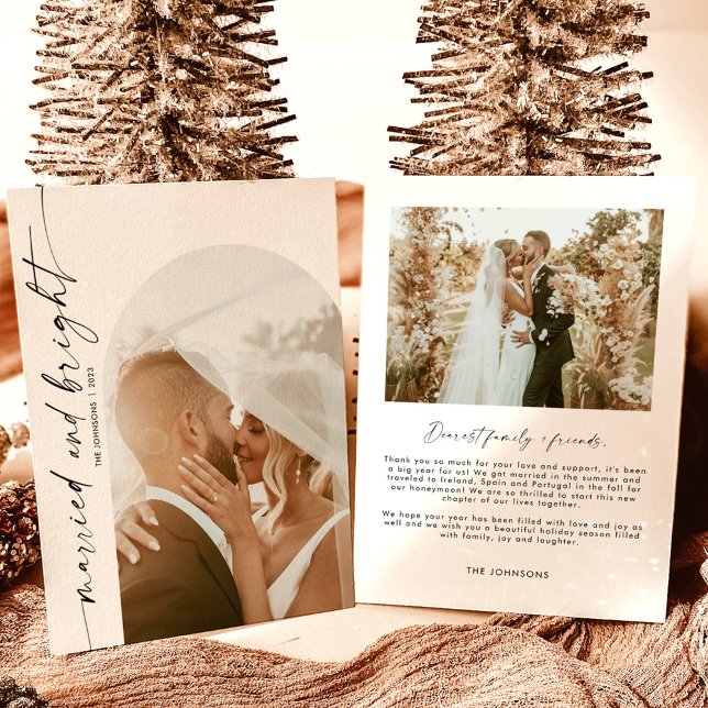 Married & Bright Holiday Christmas Card Arch Photo (Creator Uploaded)