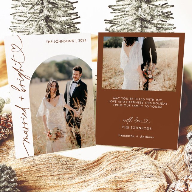 Married & Bright Holiday Christmas Card, Boho Card (Creator Uploaded)
