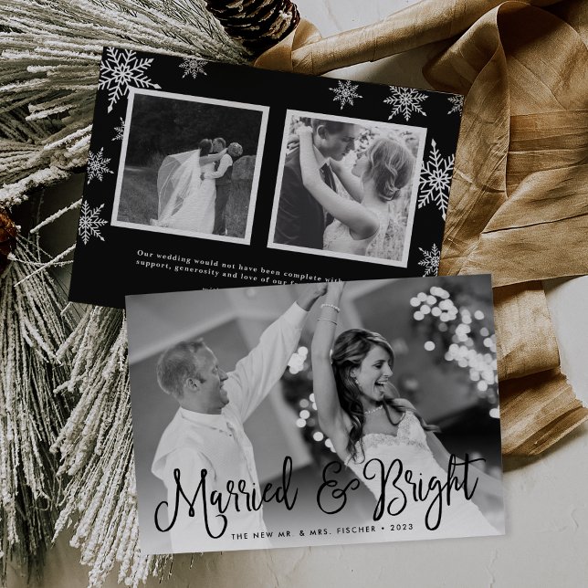 Married & Bright Holiday Photo Card + Back Message (Creator Uploaded)
