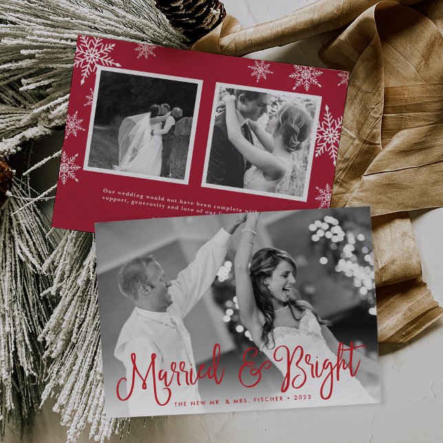 Married & Bright Holiday Photo Card + Back Message (Creator Uploaded)