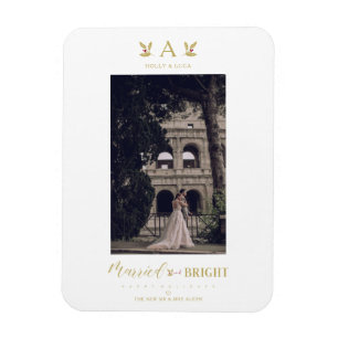 Married & Bright Initial Newlyweds Photo Magnet