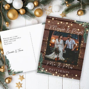 Married & Bright Kundenspezifische Foto Holiday  Postcard
