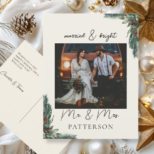 Married & Bright Kundenspezifische Foto Holiday Postcard