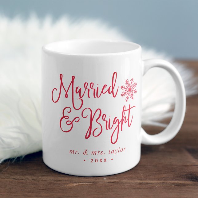 Married & Bright | Newlywed Holiday Coffee Mug (Creator Uploaded)