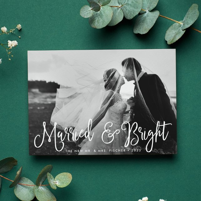 Married & Bright Newlywed Holiday Photo Card (Creator Uploaded)