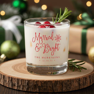 Married & Bright Newlywed Holiday Whiskey Glass