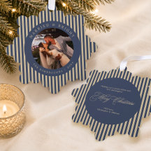 Married & Bright Newlyweds Photo Ornament Card