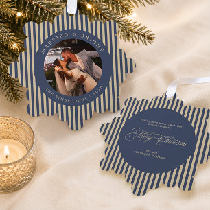 Married & Bright Newlyweds Photo Ornament Card