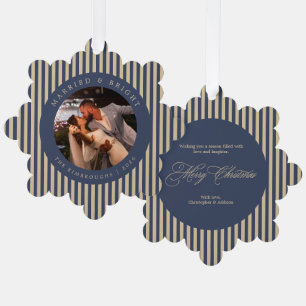 Married & Bright Newlyweds Photo Ornament Card