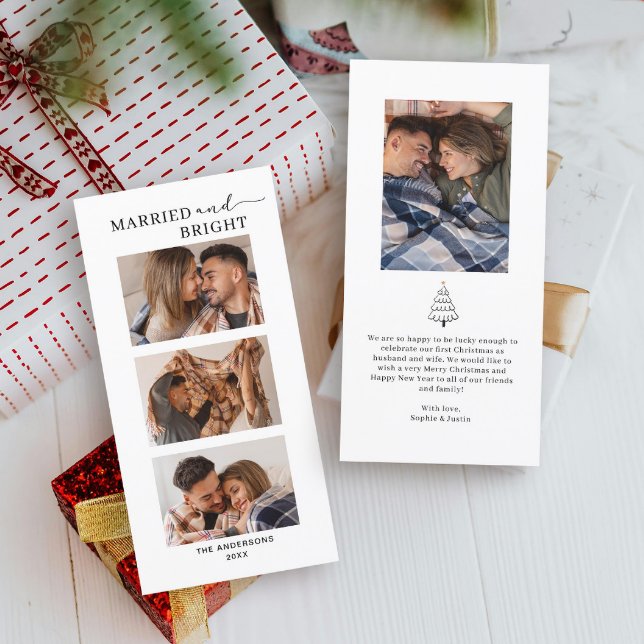 Married & Bright Photo Couple First Christmas  Holiday Card (Creator Uploaded)