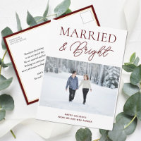 Married Bright Red Script Modern Photo Christmas