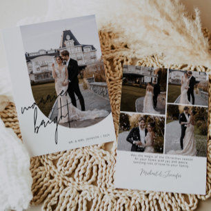 Married + Bright Script Calligraphy Arch Photo Holiday Card