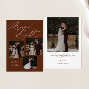 Married & Bright Script Typography Christmas Photo Holiday Card