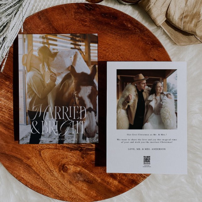 Married & Bright Vintage Elegance Photo Holiday Card (Creator Uploaded)
