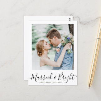 MARRIED & BRIGHT | wedding announcement Postcard