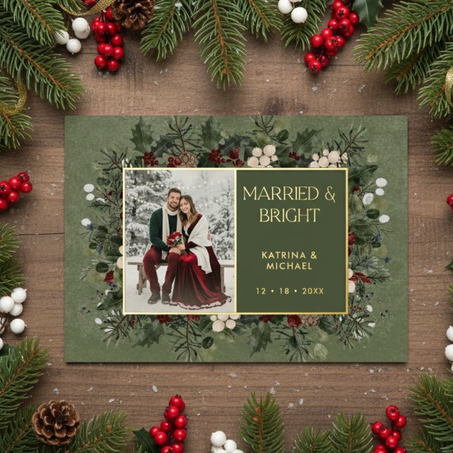 Married & Bright Winter Berries & Pine Green Photo (Creator Uploaded)