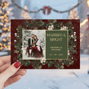 Married & Bright Winter Berries & Pine Wine Photo