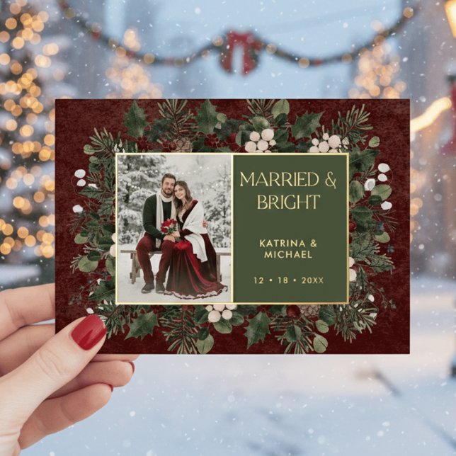 Married & Bright Winter Berries & Pine Wine Photo (Creator Uploaded)