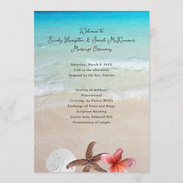 Married By the Sea Short Beach Ceremony Program Programme (Front)
