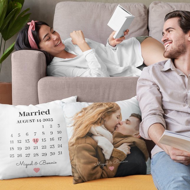 Married Calendar Date Personalised Wedding Day Cushion (Creator Uploaded)