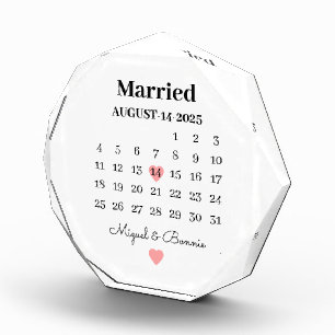 Married Calendar Date Personalised Wedding Day Photo Block