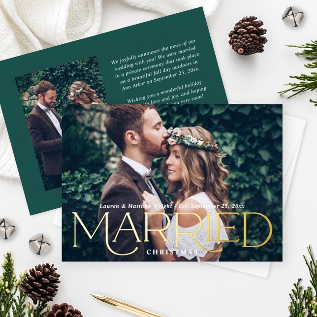 Married Christmas Elegant Gold Wedding Photo (Creator Uploaded)