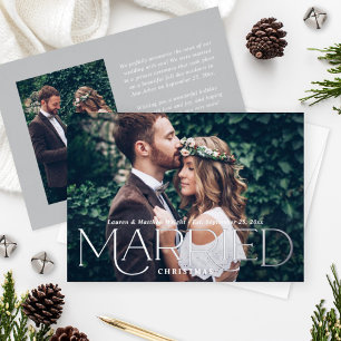 Married Christmas Elegant Silver Wedding Photo