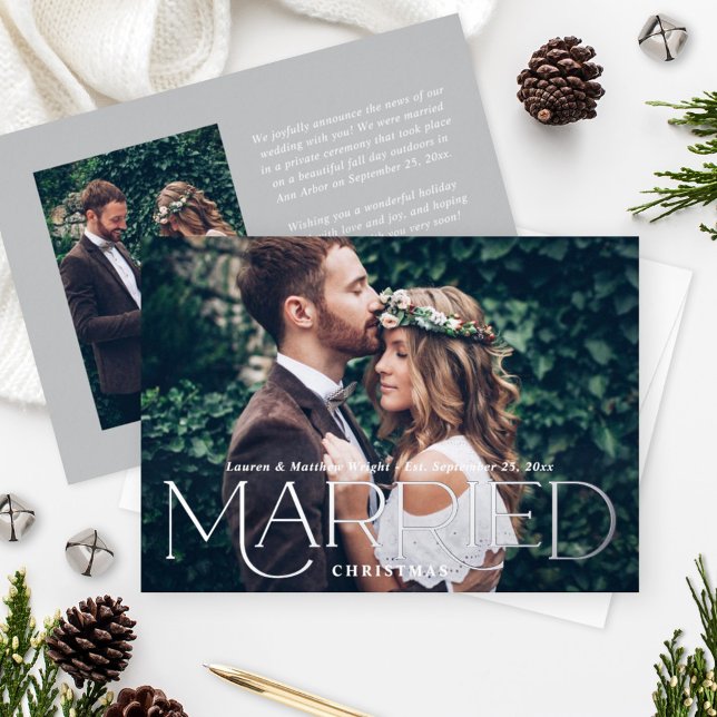 Married Christmas Elegant Silver Wedding Photo (Creator Uploaded)