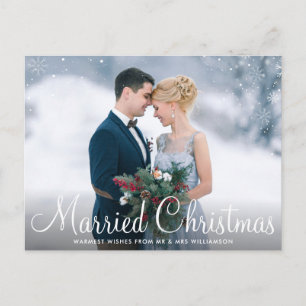 MARRIED CHRISTMAS   elegant wedding announcement Postcard