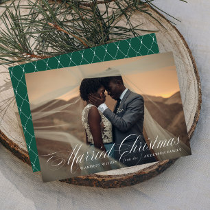Married Christmas   Green Holiday Photo Card