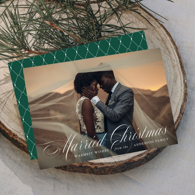 Married Christmas | Green Holiday Photo Card (Creator Uploaded)