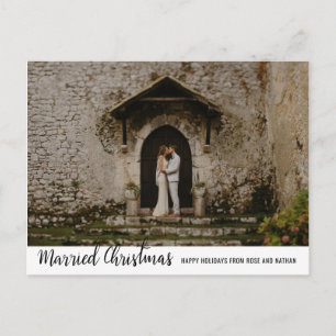 Married Christmas Handwritten Holiday Couple Photo Postcard