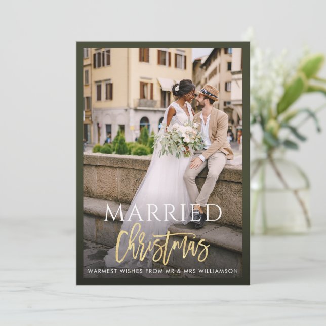 MARRIED CHRISTMAS holiday wedding announcement (Standing Front)
