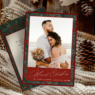 Married Christmas newlywed elegant Mr and Mrs  Holiday Card