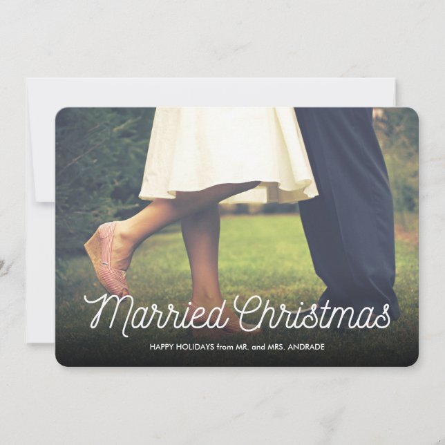 Married Christmas Newlywed Holiday Photo Elegant (Front)