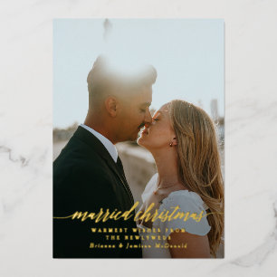 Married Christmas Newlywed Photo Black Gradient