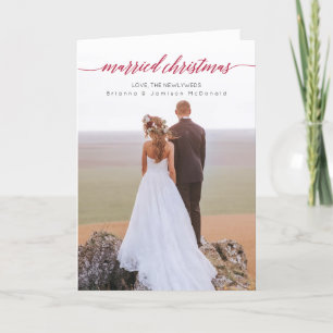 Married Christmas Newlywed Photo Folded Holiday Card