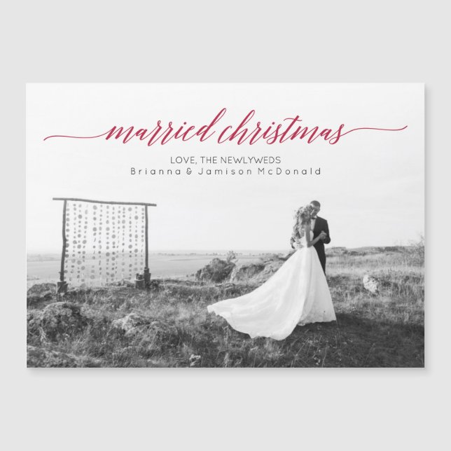 Married Christmas Newlywed Photo Magnet (Front)