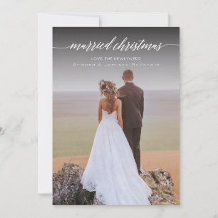 Married Christmas Newlywed Photo White Holiday Card