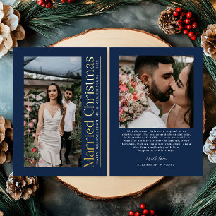 Married Christmas Photo Newlyweds Navy Blue