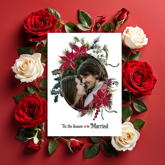 Married Christmas Poinsettia Photo Wedding Invitation (Creator Uploaded)