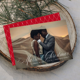 Married Christmas   Red Holiday Photo Card