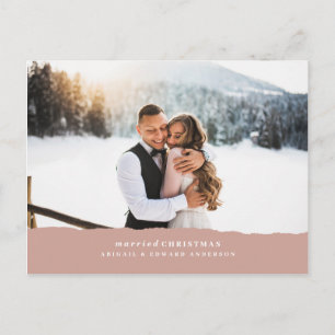 Married Christmas torn paper wedding announcement Postcard
