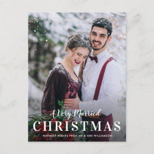 MARRIED CHRISTMAS trendy script christmas Postcard