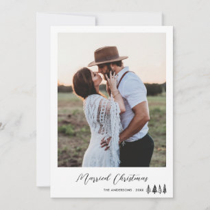 Married Christmas Typography Couple Photo Holiday Card